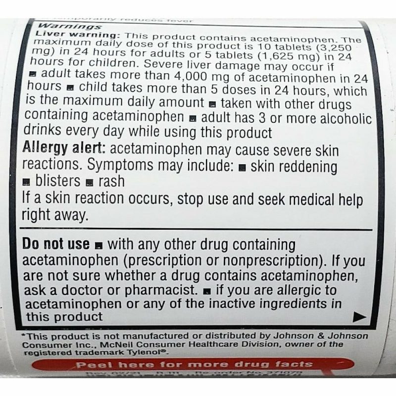 Acetaminophen 325 mg 100 Tablets by Rugby Directions