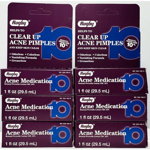 Acne Medication Lotion (Benzoyl Peroxide 10%) 1 fl oz by Rugby (6 Pack)