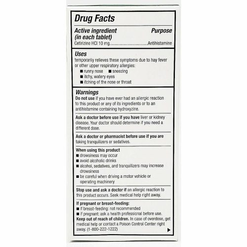 Cetirizine 10 mg 300 Tablets by Perrigo Ingredients