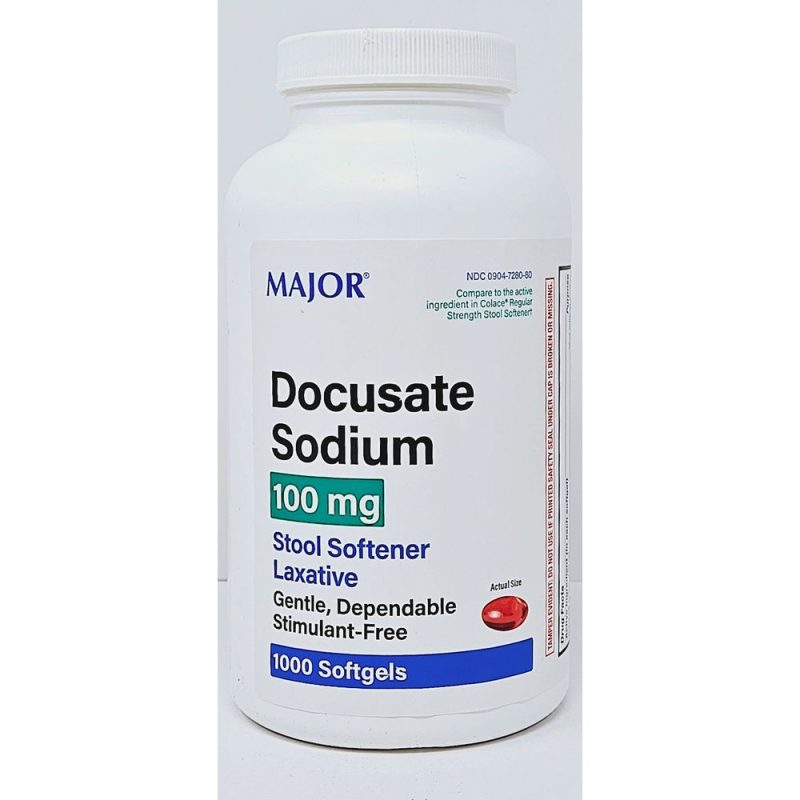 Docusate Sodium 100 mg 1000 Softgels by Major