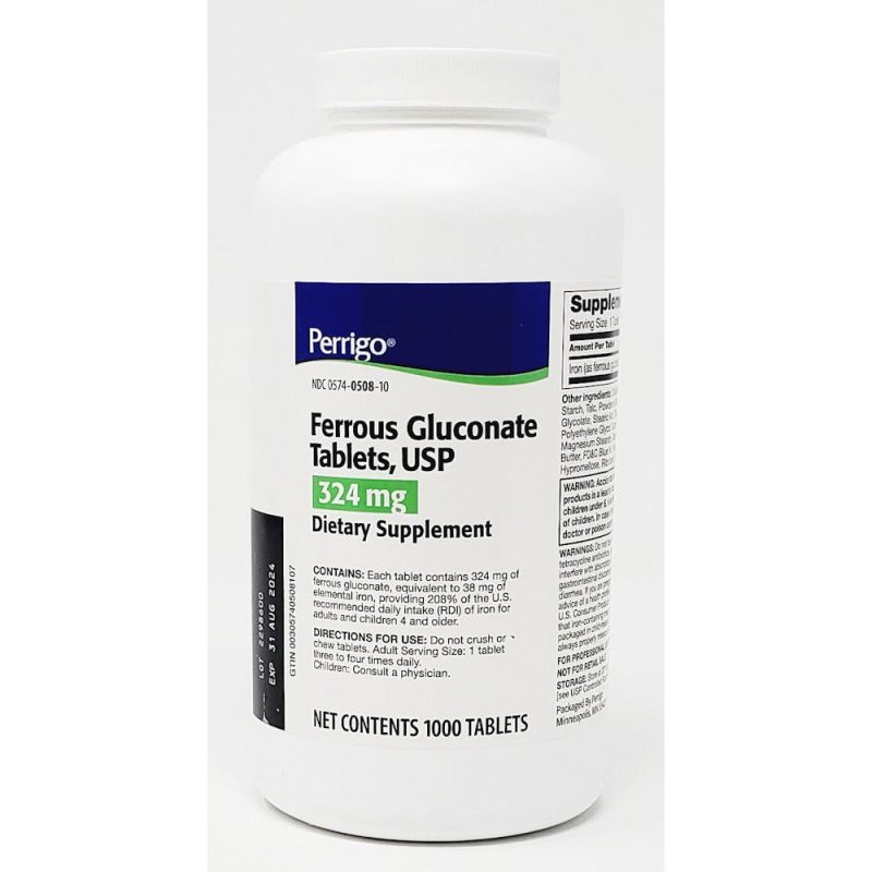 Ferrous Gluconate 324 mg 1000 Tablets by Perrigo